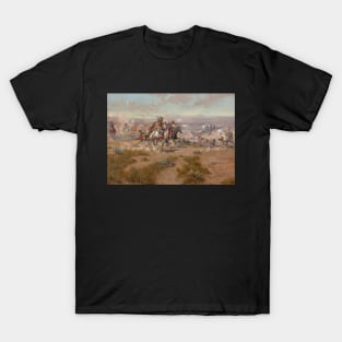 Native American Warriors Attacking The Settlers - Vintage Western American Art T-Shirt